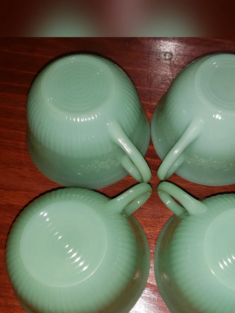 Vintage Floral Ribbed Jadeite Cups